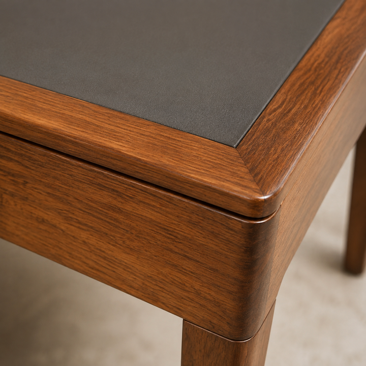 Kiaat Solid Office Desk timber grain, inset top and joinery detail
