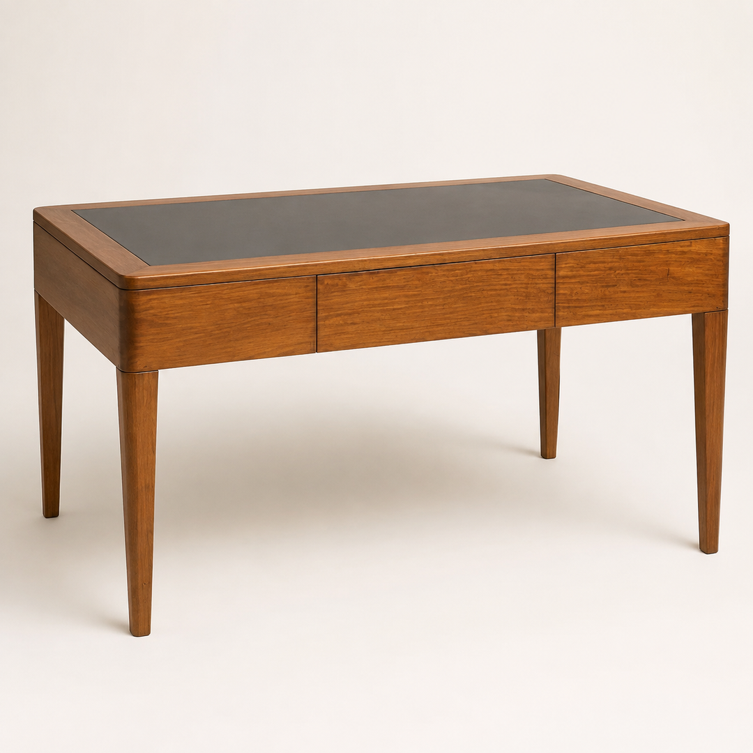 Kiaat Solid Office Desk - opposite three-quarter view