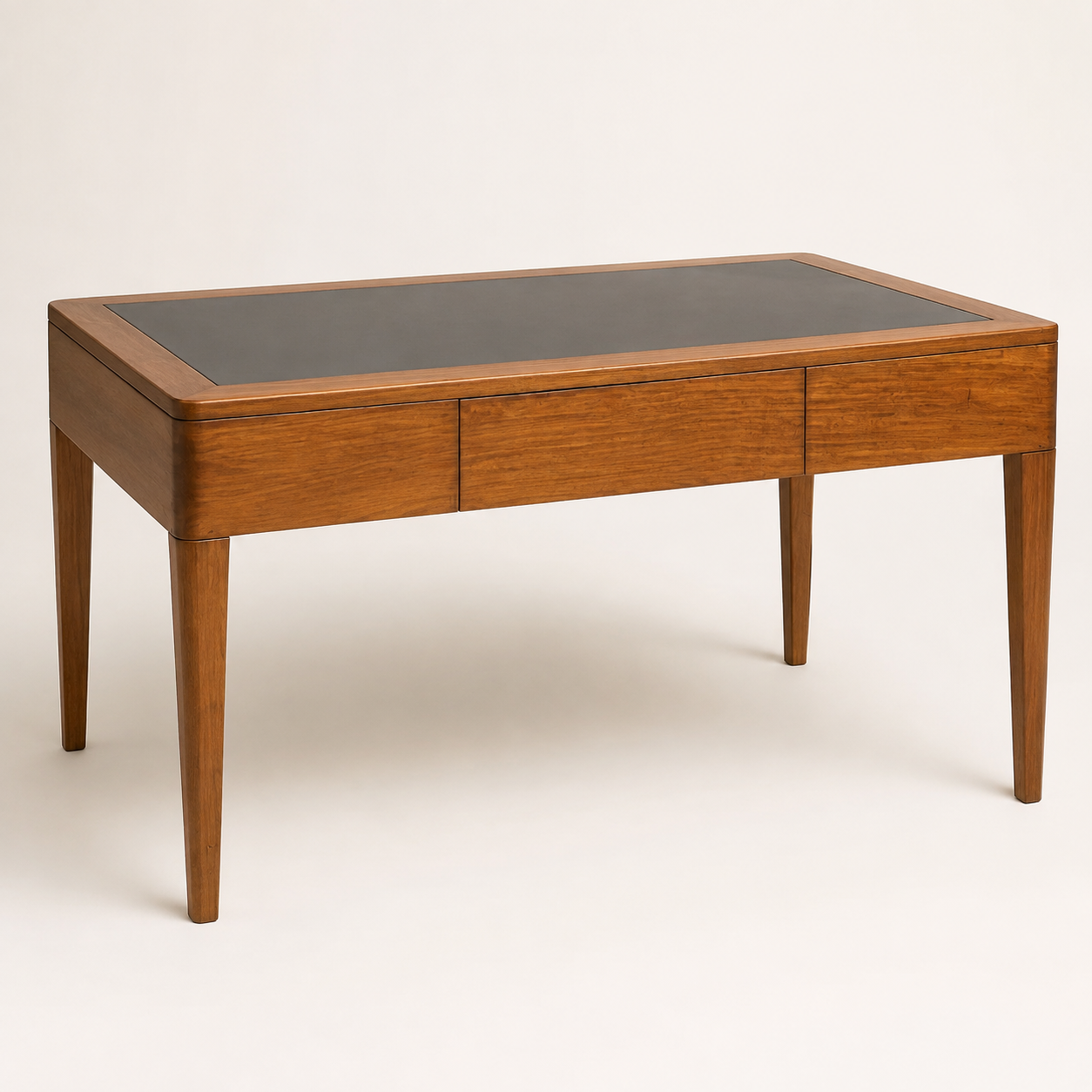 Kiaat Solid Office Desk - opposite three-quarter view