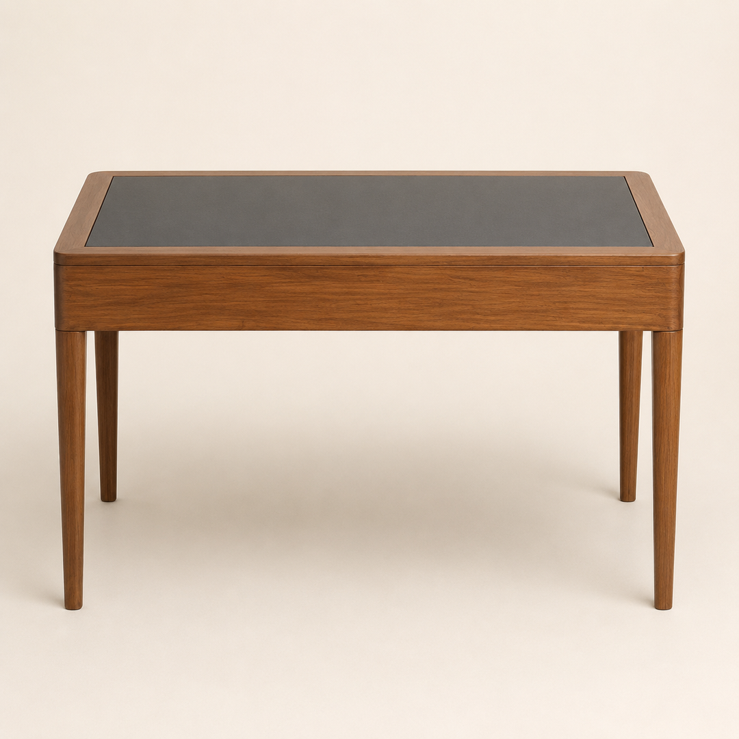 Kiaat Solid Office Desk - plain rear construction view