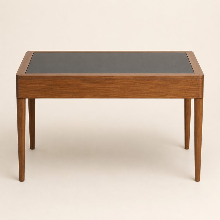 Kiaat Solid Office Desk - plain rear construction view