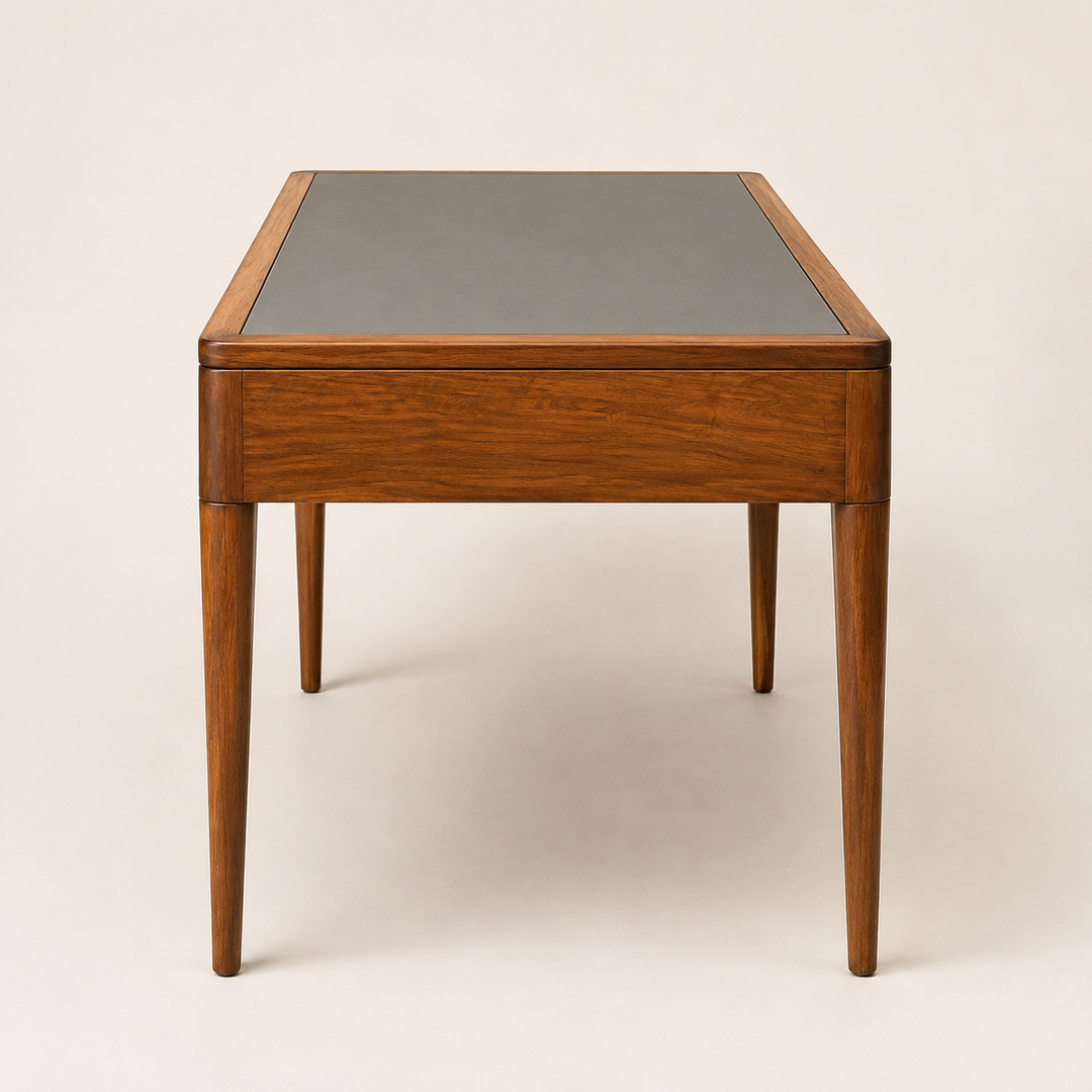 Kiaat Solid Office Desk - true side profile