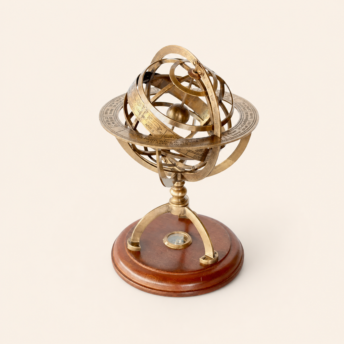 LARGE BRASS ARMILLARY STAR SIGN & COMPASS 27X18.5CM - catalogue