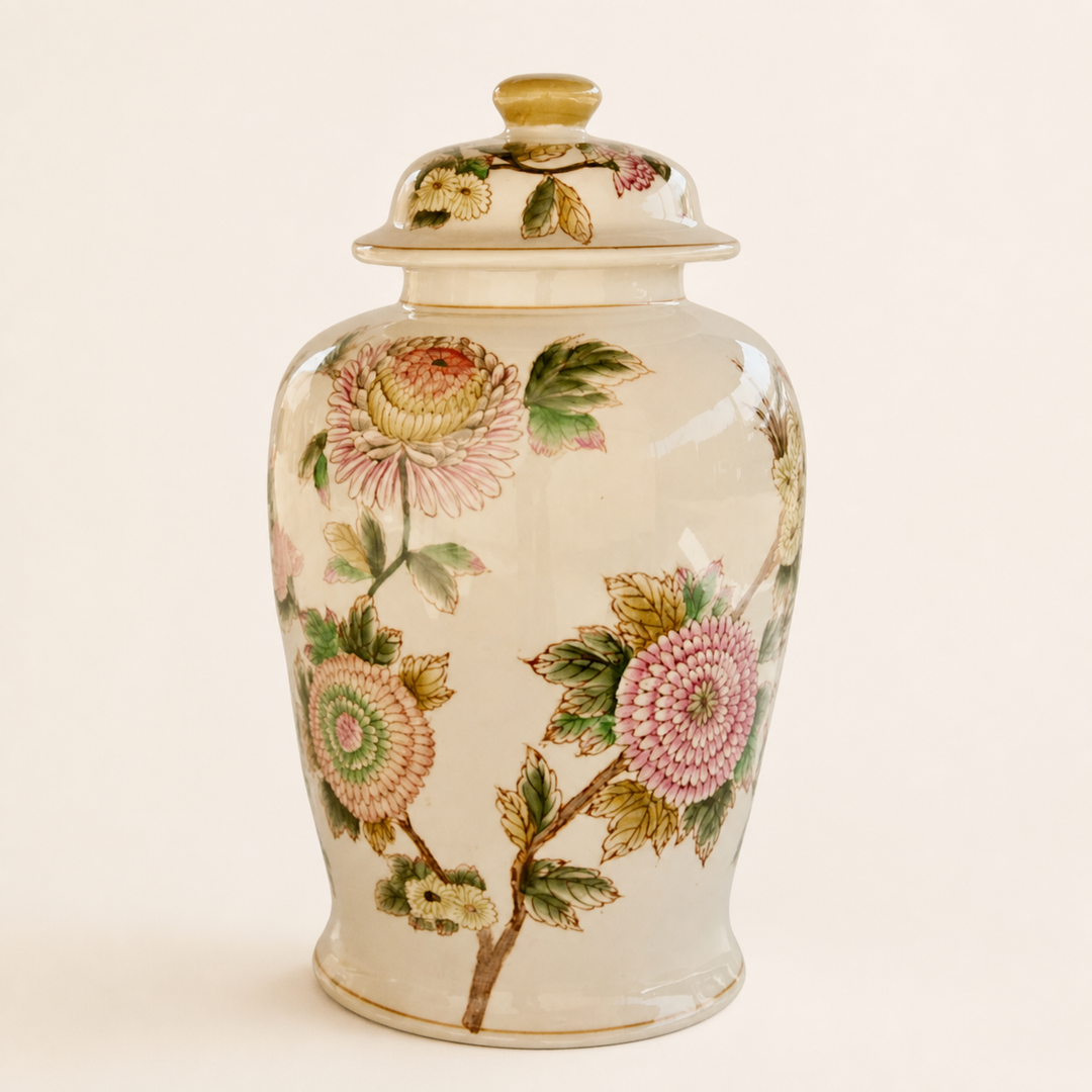 LARGE PINK FLORAL GINGER JAR 42X23CM — catalogue product image