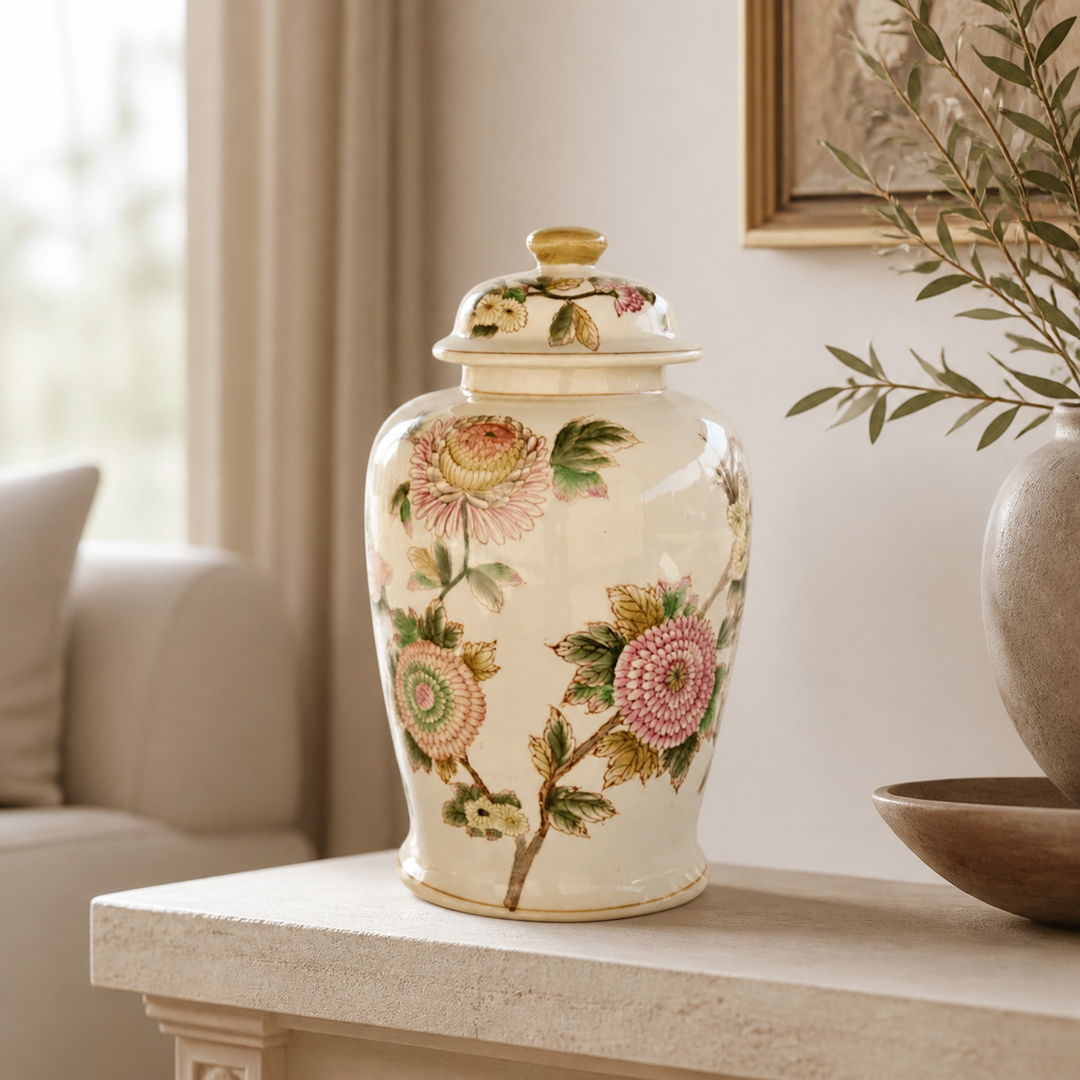LARGE PINK FLORAL GINGER JAR 42X23CM — luxury lifestyle image