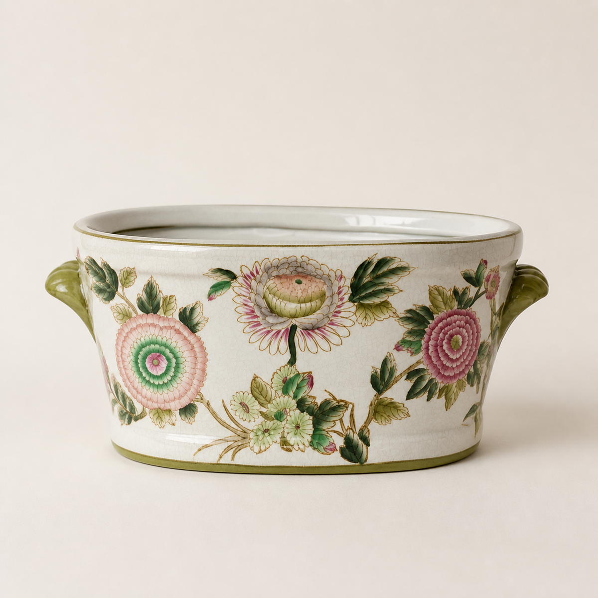 Large Pink Flower Large Footbath on warm ivory catalogue background