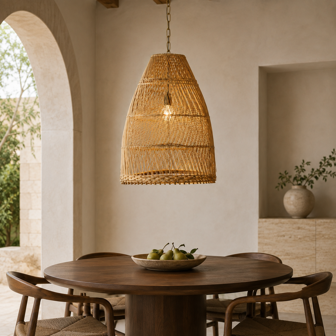 Large Rattan Hanging Light – lifestyle view