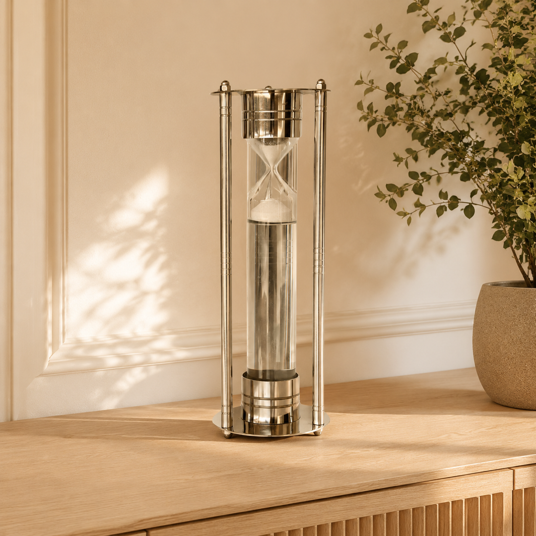 LARGE STEEL LIQUID SAND TIMER 28X10.5CM lifestyle view