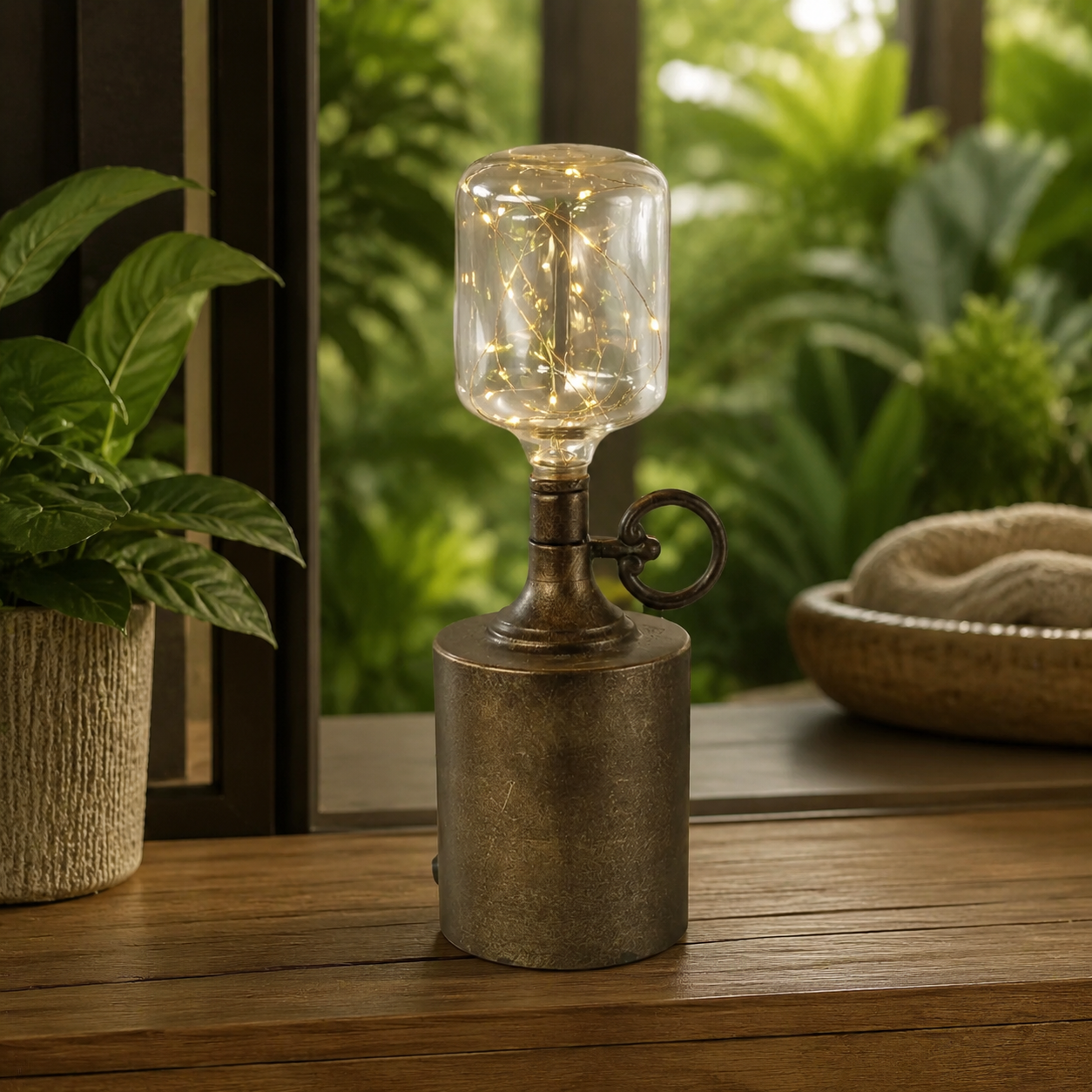 Led Battery Operated Metal Light Tall – lifestyle view