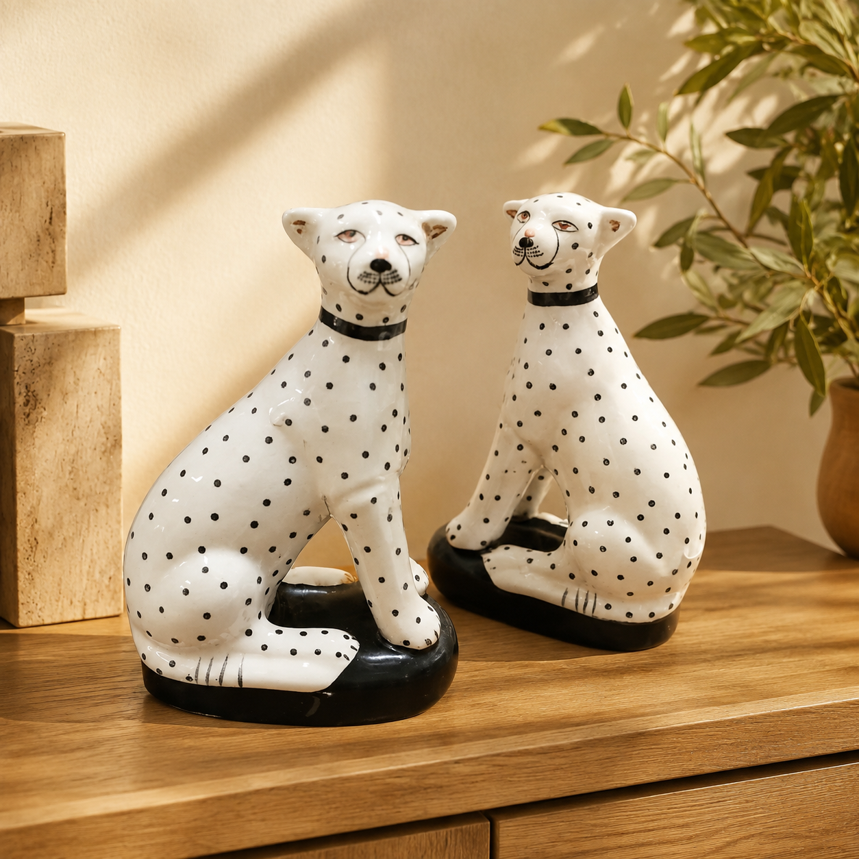 Leopard Pair in a warm luxury interior