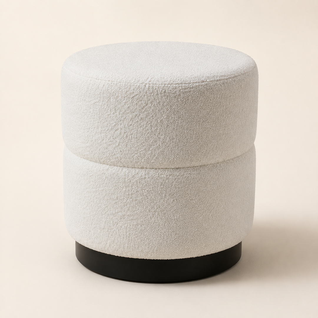 Light Cream Round Ottoman  43X40cm — main product view