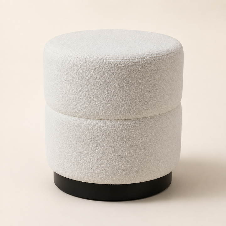 Light Cream Round Ottoman  43X40cm — main product view