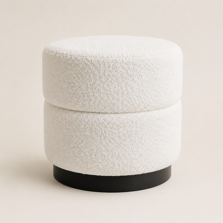 Light Cream Round Ottoman  43X40cm — craftsmanship detail