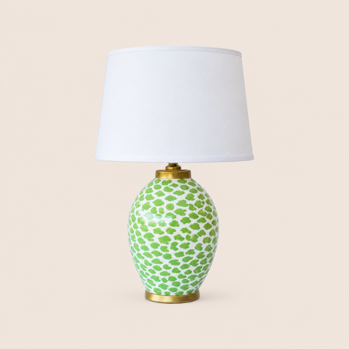 Lime Green &amp; White Blob Lamp Base Off White Shade – catalogue view