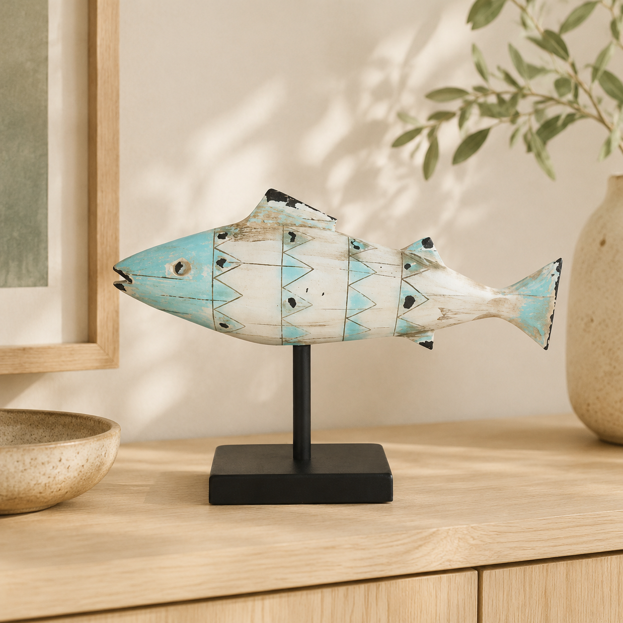 LONG BLUE FISH ON STAND 26X37CM lifestyle view
