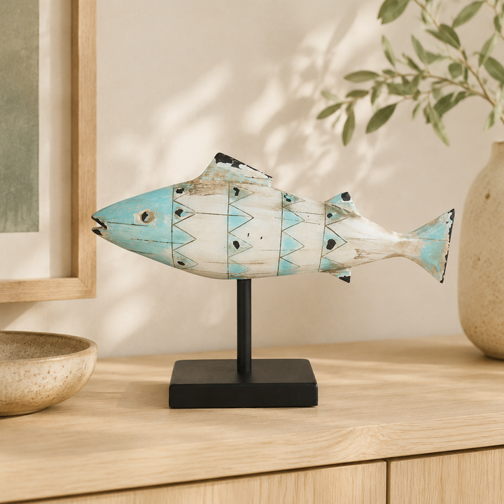 LONG BLUE FISH ON STAND 26X37CM lifestyle view