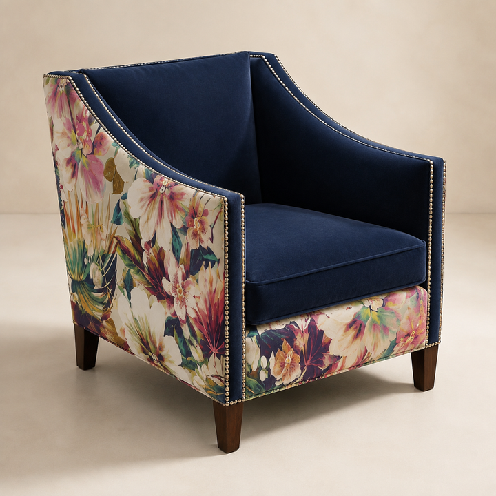 Low Back Studded Occasional Chair - opposite three-quarter view