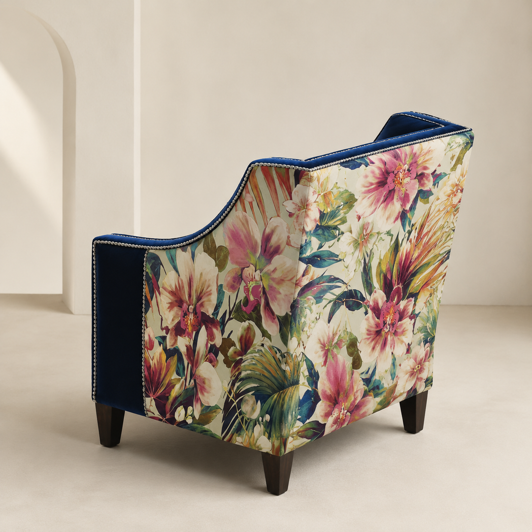 Low Back Studded Occasional Chair - rear angle