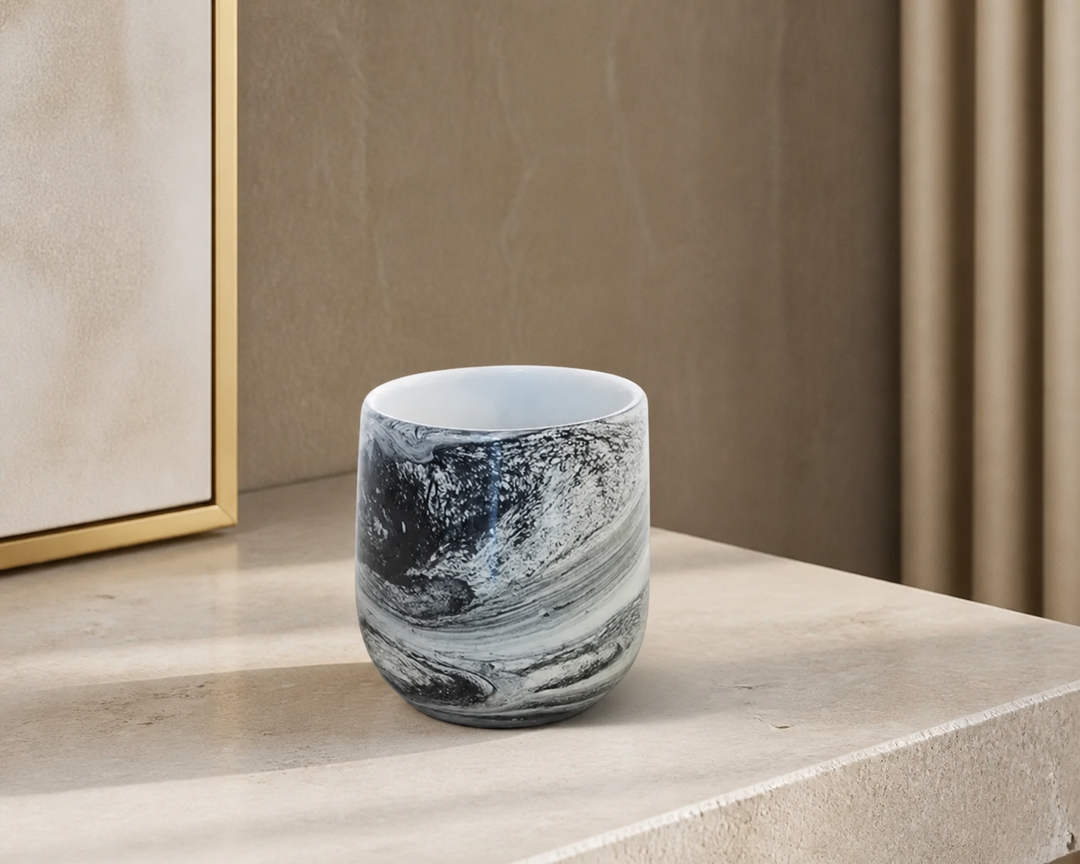 Lustre marble votive black small - luxury lifestyle