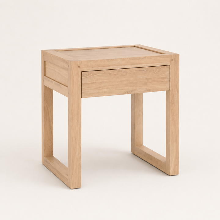 Lux Oak Pedestal — opposite three-quarter view