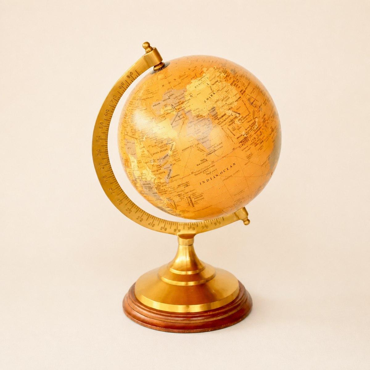 MEDIUM BRASS & MUSTARD WORLD GLOBE 33X22CM - catalogue