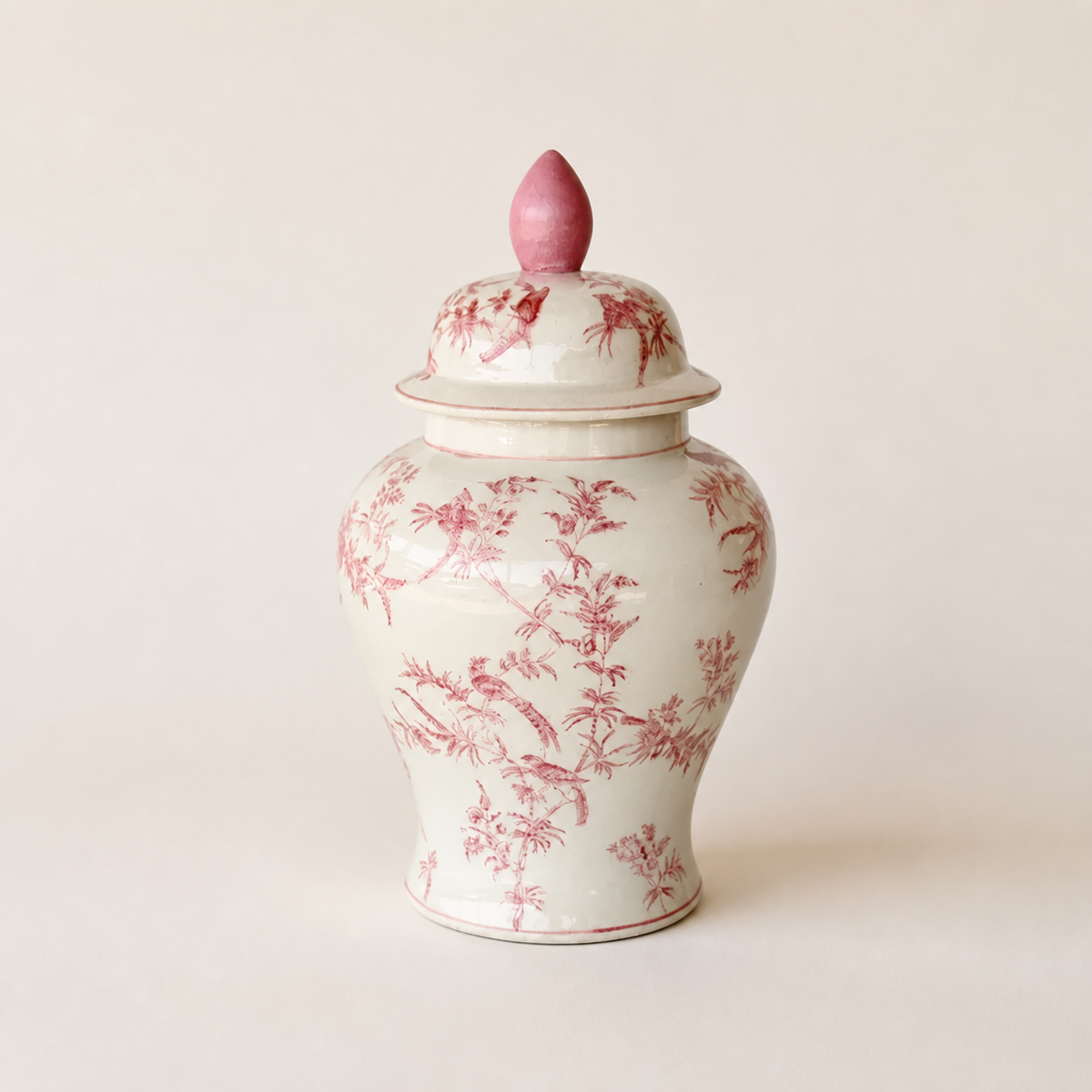 Medium pink fine design ginger jar - catalogue