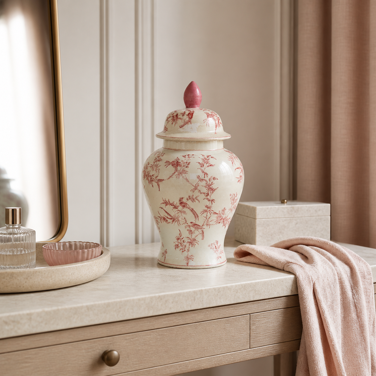 Medium pink fine design ginger jar - luxury lifestyle