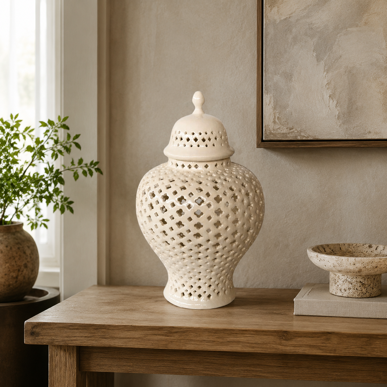 Medium White Cut-Out Ginger Jar – lifestyle view