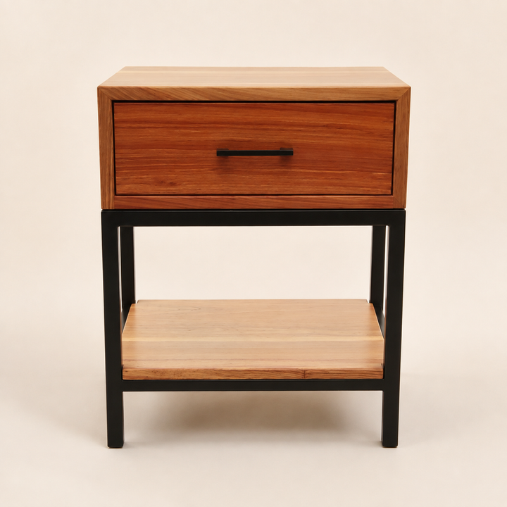 Metal Leg Kiaat Pedestal — side profile