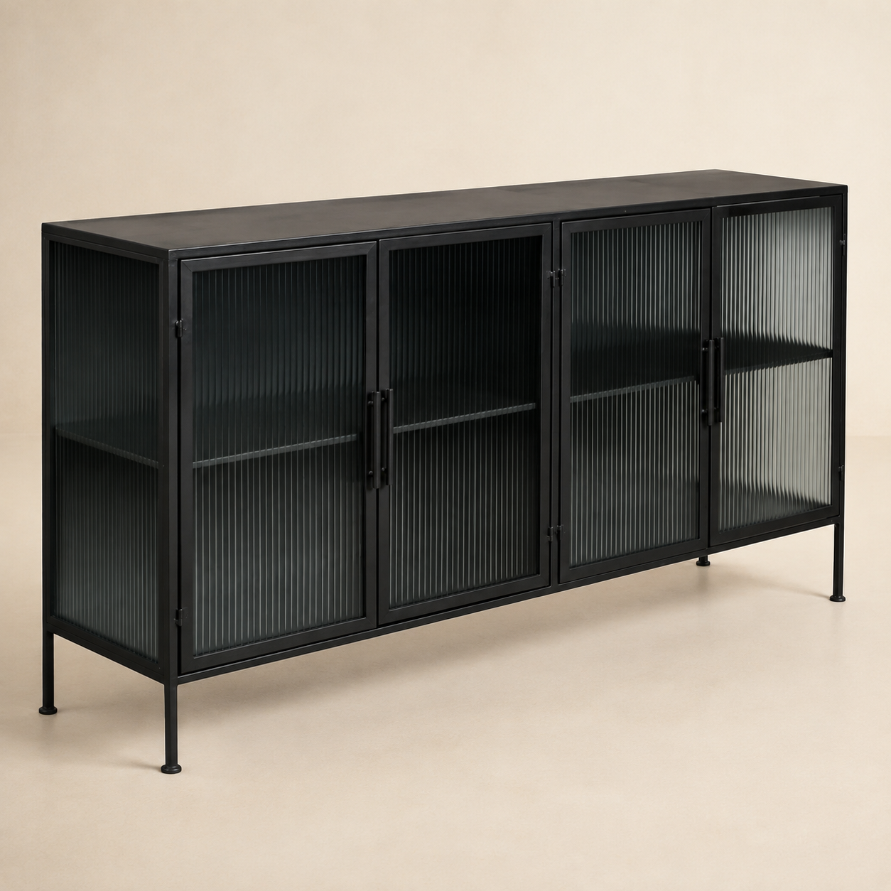 Metal Modern Design Server Reed Glass 2000L x 450D x 900H — opposite three-quarter view