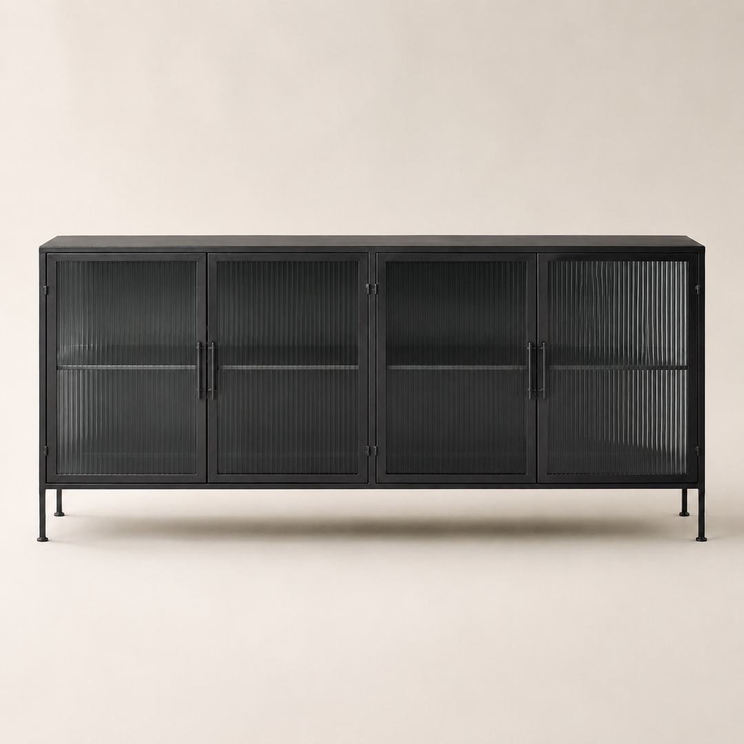 Metal Modern Design Server Reed Glass 2000L x 450D x 900H — side profile