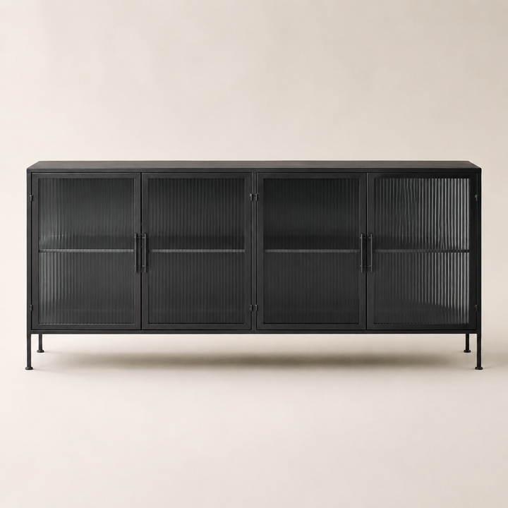 Metal Modern Design Server Reed Glass 2000L x 450D x 900H — side profile
