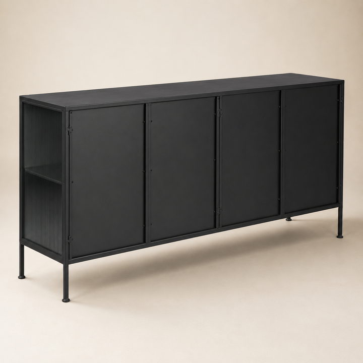 Metal Modern Design Server Reed Glass 2000L x 450D x 900H — rear angle