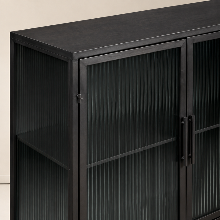 Metal Modern Design Server Reed Glass 2000L x 450D x 900H — craftsmanship detail