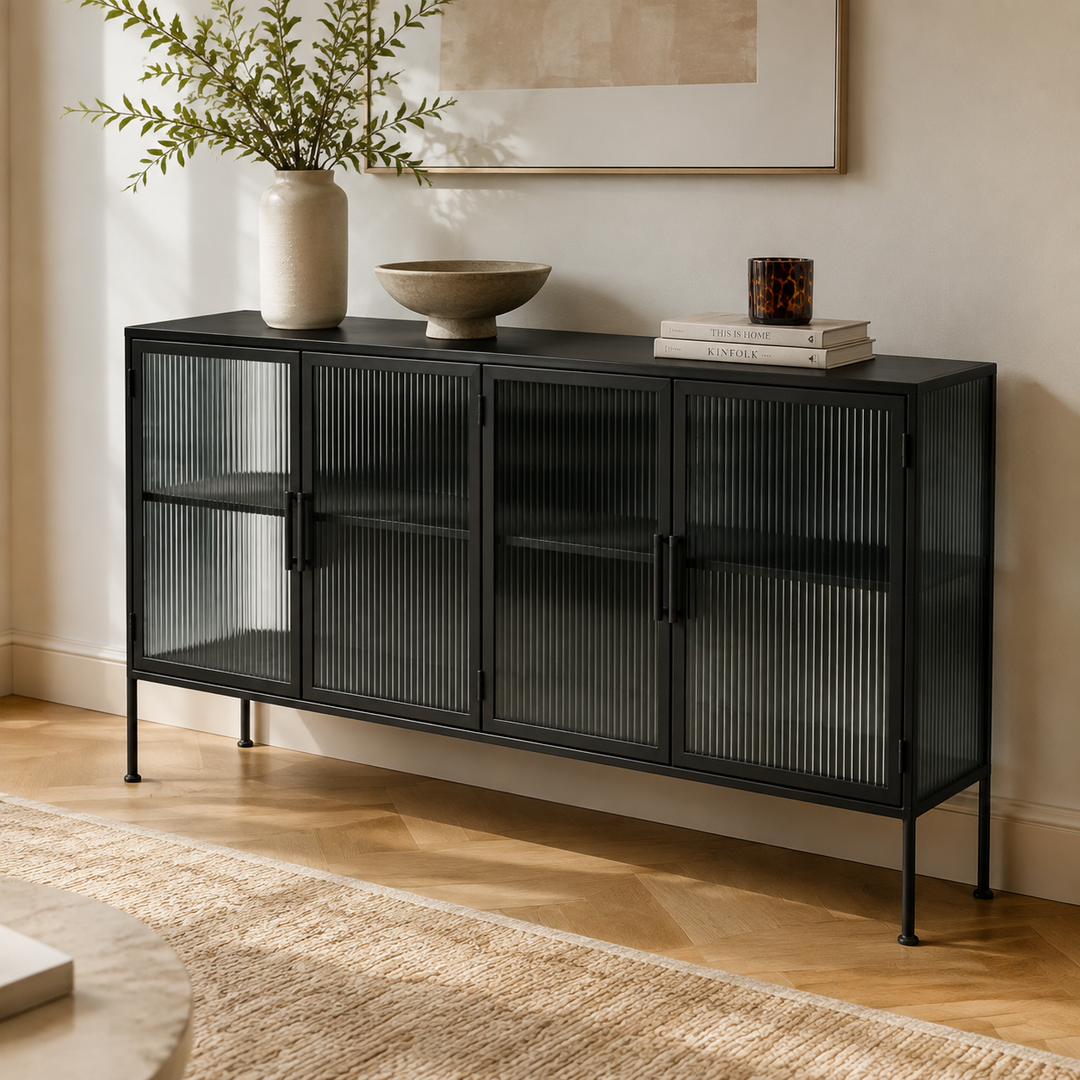 Metal Modern Design Server Reed Glass 2000L x 450D x 900H — luxury lifestyle