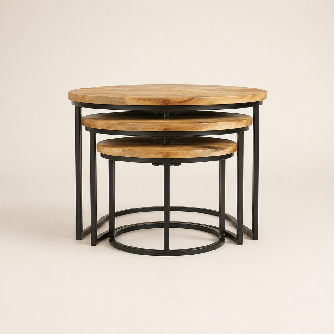 Metal Nesting Table Stand Set of 3 - nested rear view