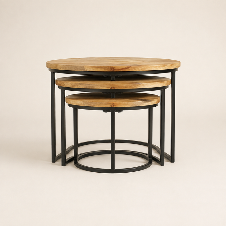 Metal Nesting Table Stand Set of 3 - nested rear view