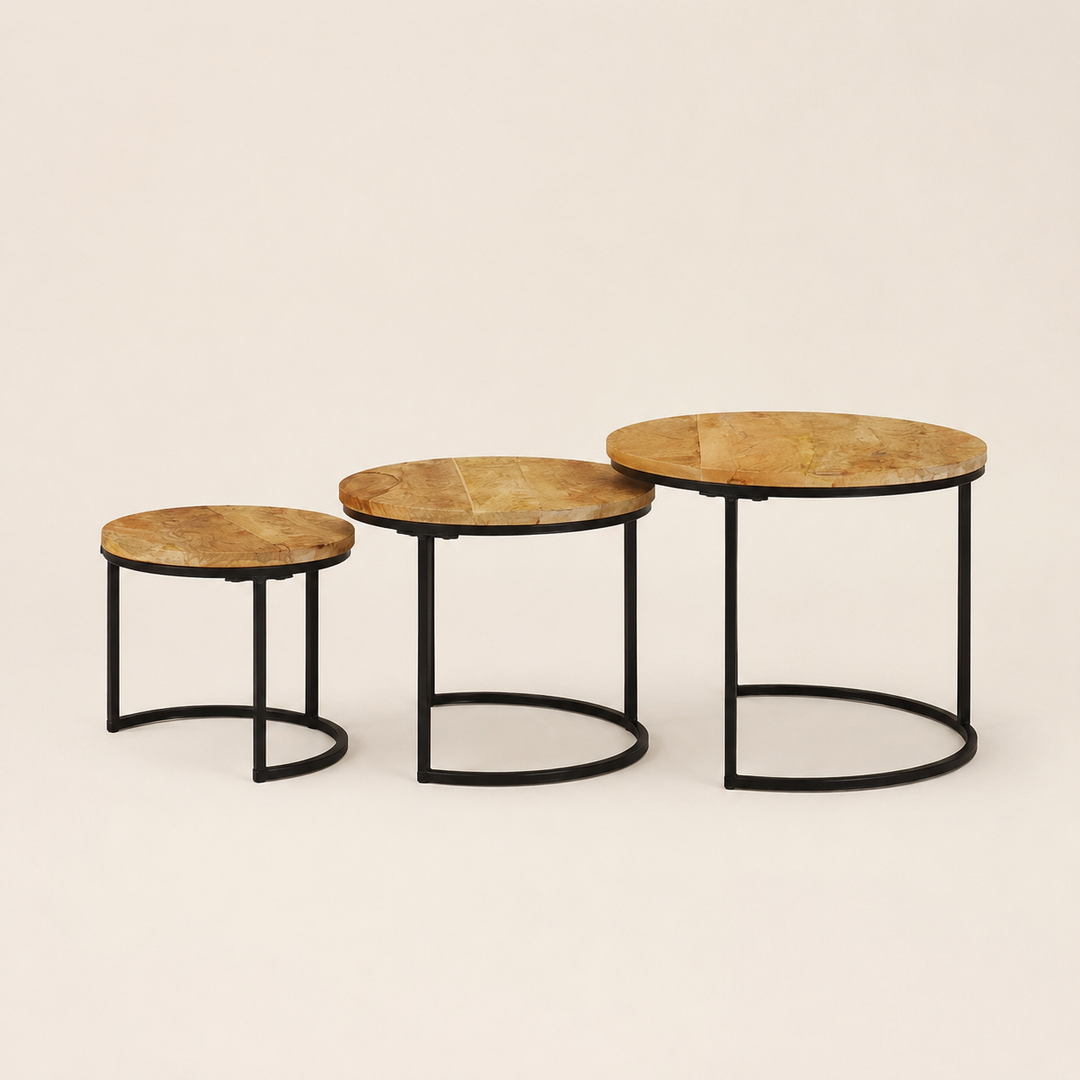Metal Nesting Table Stand Set of 3 - side profile