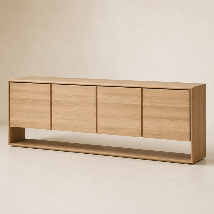 Miami Plasma Unit Oak 2000 x 500 x 600 mm H — opposite three-quarter view