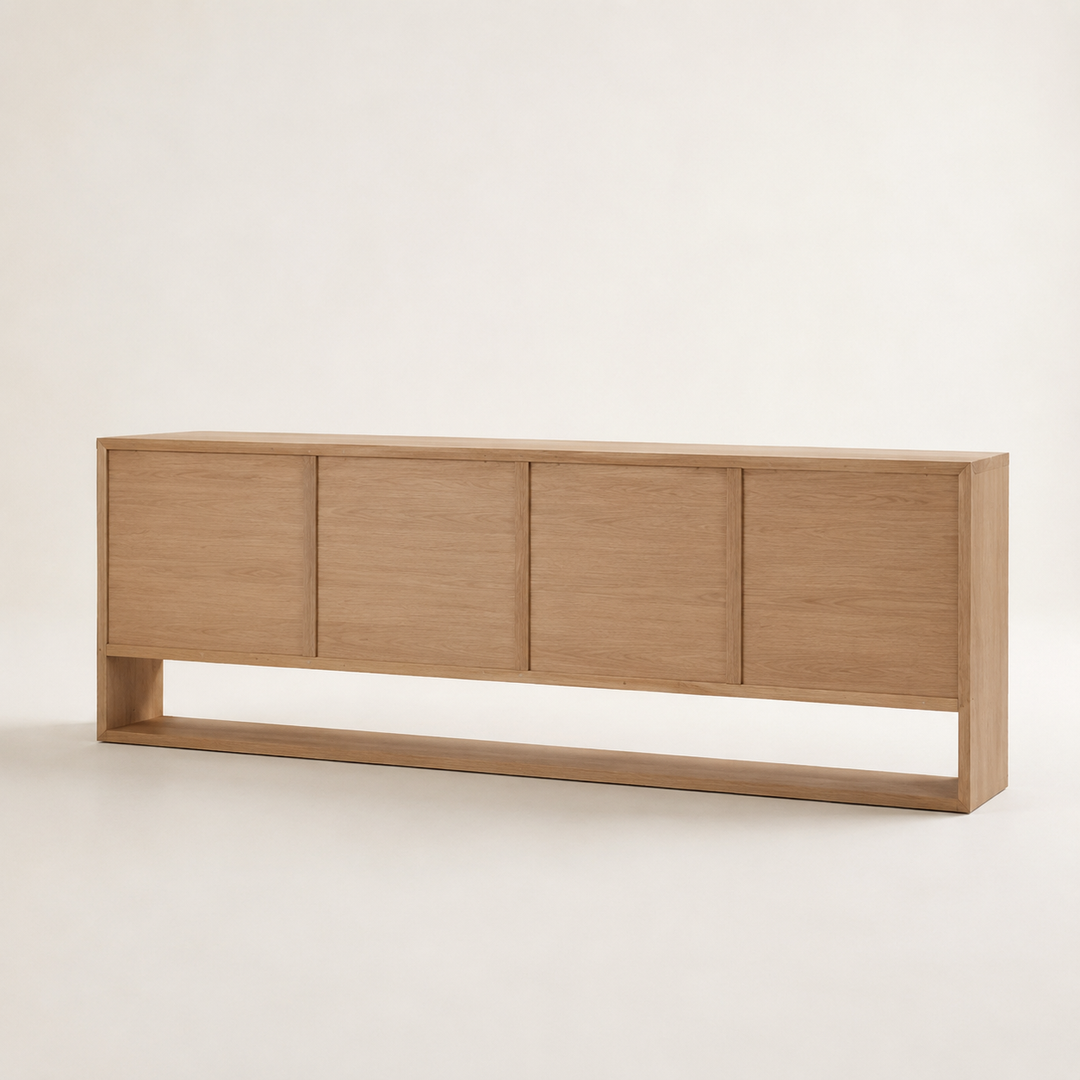 Miami Plasma Unit Oak 2000 x 500 x 600 mm H — rear angle