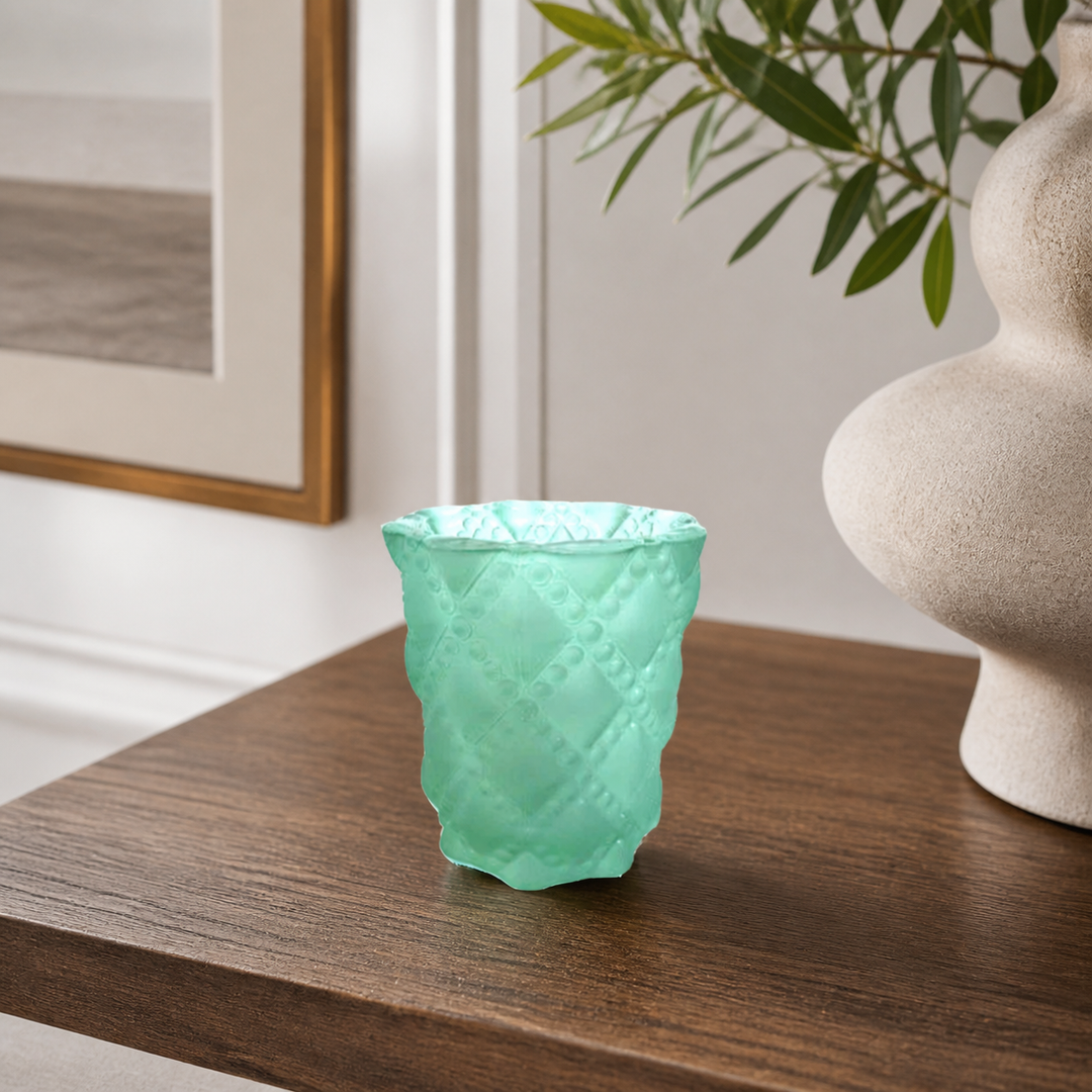 Mint frost tealight candle holder — luxury lifestyle image