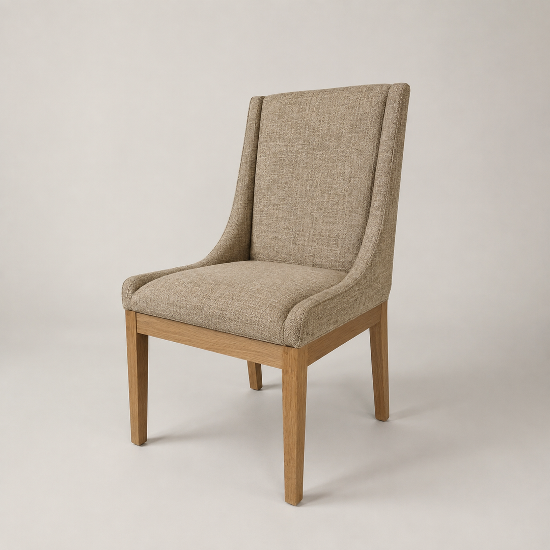 Nasira solid Oak dining chair with upholstered seat and backrest