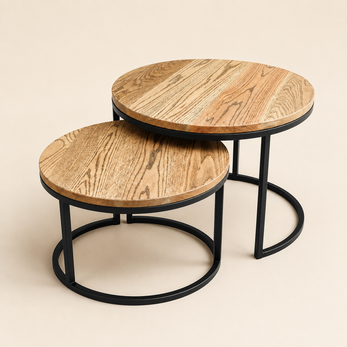 Nesting Round Coffee Table Red Oak Set — main product view