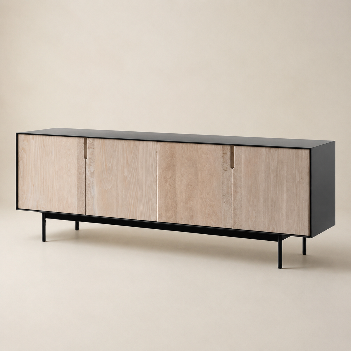 New Castle Mdf & Oak server — opposite three-quarter view