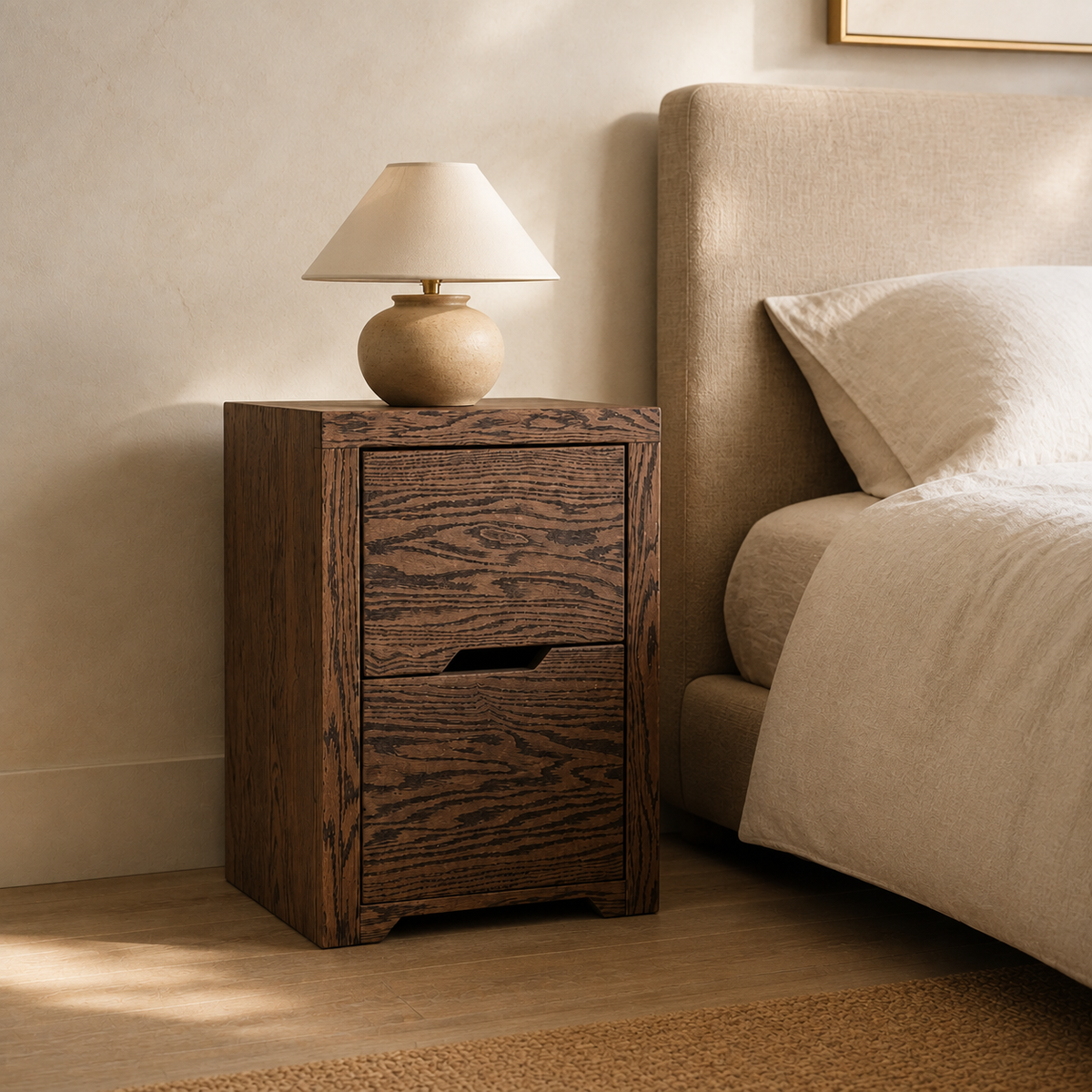 New York Red Oak Pedestal — luxury bedroom lifestyle