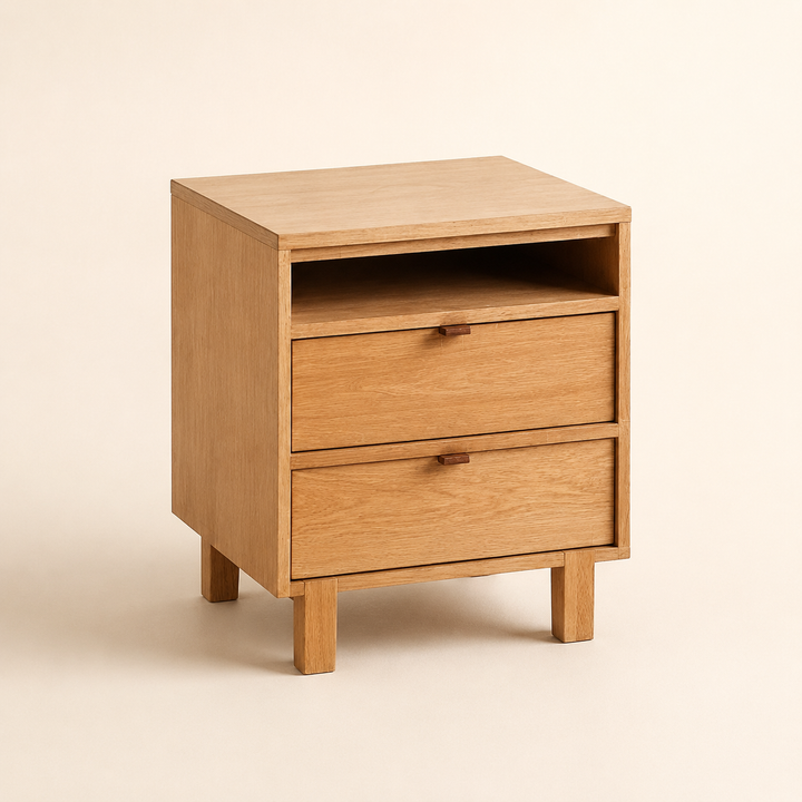 Norton Oak Pedestal — opposite three-quarter view