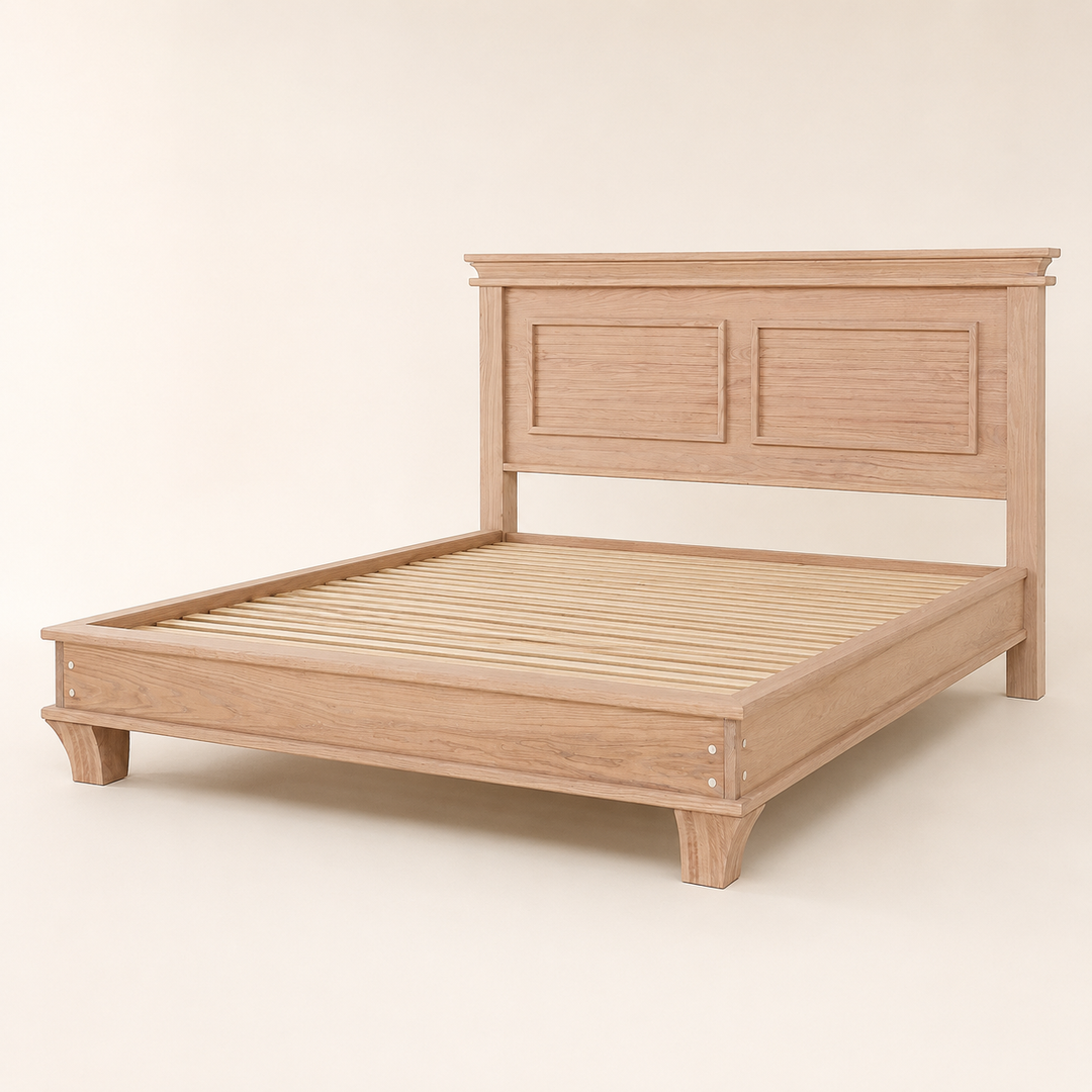 Oak Classic Style King Bed with Rubio Monocoat - opposite three-quarter view