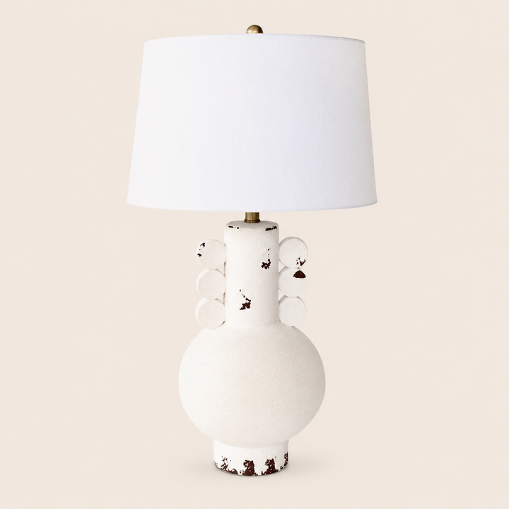 Off White Distressed Lamp White Finial &amp; Harp Shade 69.5X41CM – catalogue view