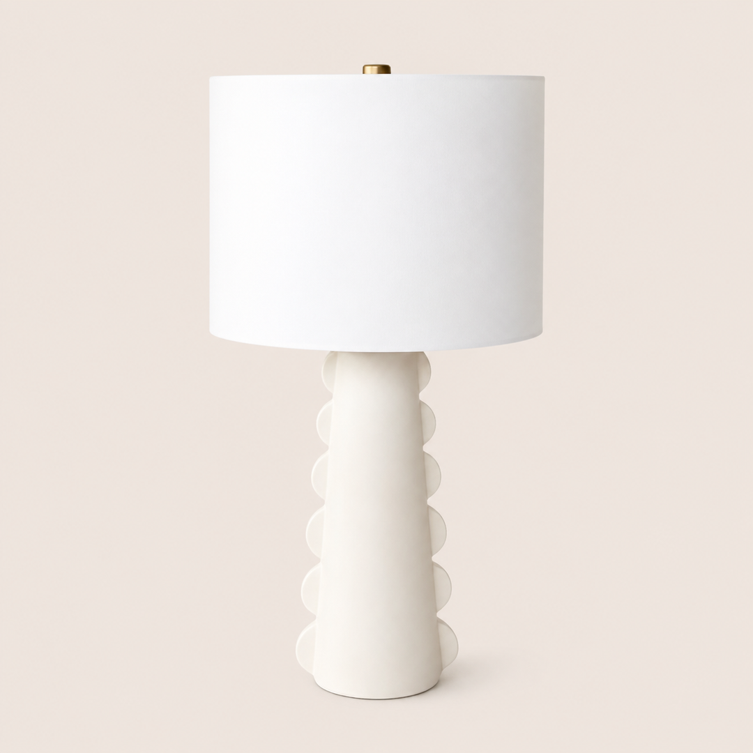 Off White Half Circle Shape Lamp  White Finial &amp; Harp Shape 60X38CM – catalogue view