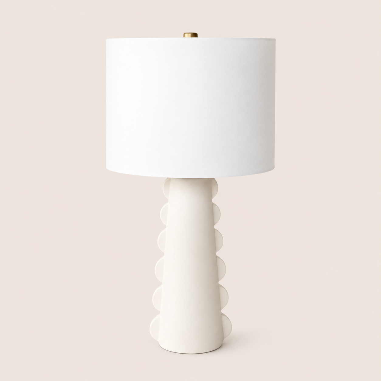Off White Half Circle Shape Lamp  White Finial & Harp Shape 60X38CM – catalogue view